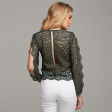 Load image into Gallery viewer, ISABELLA GREEN LACE WITH SPLIT SLEEVE DETAIL - CT039