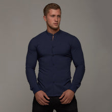 Load image into Gallery viewer, Father Sons Super Slim Stretch Classic Navy Grandad Collar - FS183