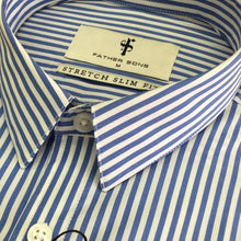 Load image into Gallery viewer, Father Sons Super Slim Stretch Navy & White Stripe (Pink Emblem) - FS112P