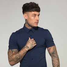 Load image into Gallery viewer, Father Sons Super Slim Stretch Classic Navy Short Sleeve - FS181
