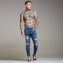 Load image into Gallery viewer, Father Sons Zipped Ankle Distressed Ripped Slim Stretch Blue Jeans - FSH180 / FSH213