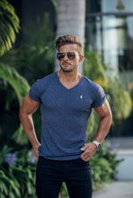 Load image into Gallery viewer, Father Sons Classic Navy / Gold V Neck Ribbed Crew - FSH493
