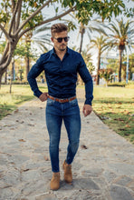 Load image into Gallery viewer, Father Sons Zipped Ankle Plain Slim Stretch Blue Jeans - FSH181