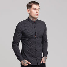 Load image into Gallery viewer, Father Sons Super Slim Stretch Black & White Ditsy Print Long Sleeve FS414