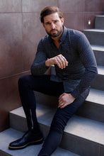 Load image into Gallery viewer, Father Sons Super Slim Stretch Black & White Dandy Print Long Sleeve FS418