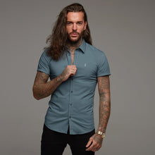 Load image into Gallery viewer, Father Sons Super Slim Stretch Classic Teal Short Sleeve - FS237
