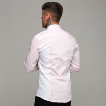 Load image into Gallery viewer, Father Sons Super Slim Stretch Pink Panel Shirt with White Contrast Sleeve  - FS324
