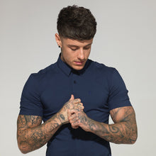 Load image into Gallery viewer, Father Sons Super Slim Stretch Classic Navy Short Sleeve - FS181
