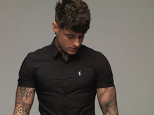 Load image into Gallery viewer, Father Sons Super Slim Stretch Classic Black Short Sleeve - FS127
