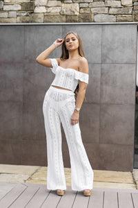 'AYLA' Knitted Co ord Trouser White - CTJ010