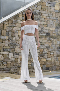 'AYLA' Knitted Co ord Trouser White - CTJ010