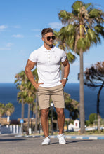Load image into Gallery viewer, Father Sons Classic White Ribbed Polo Shirt with Gold Metal Emblem Decal &amp; Buttons - FSH496 (PRE ORDER > 17TH AUGUST)
