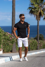 Load image into Gallery viewer, Father Sons Classic Black Ribbed Polo Shirt with Gold Metal Emblem Decal &amp; Buttons - FSH495 (PRE ORDER > 17TH AUGUST)
