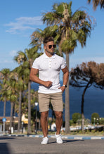 Load image into Gallery viewer, Father Sons Classic White Ribbed Polo Shirt with Gold Metal Emblem Decal &amp; Buttons - FSH496 (PRE ORDER > 17TH AUGUST)
