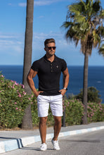 Load image into Gallery viewer, Father Sons Classic Black Ribbed Polo Shirt with Gold Metal Emblem Decal &amp; Buttons - FSH495 (PRE ORDER > 17TH AUGUST)
