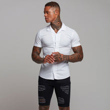 Load image into Gallery viewer, Father Sons Super Slim Stretch Revere Classic White Short Sleeve - FS403
