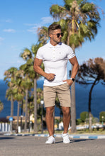 Load image into Gallery viewer, Father Sons Classic White Ribbed Polo Shirt with Gold Metal Emblem Decal &amp; Buttons - FSH496 (PRE ORDER > 17TH AUGUST)
