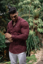 Load image into Gallery viewer, Father Sons Super Slim Stretch Burgundy &amp; White Ditsy Print FS188
