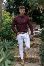Load image into Gallery viewer, Father Sons Super Slim Stretch Burgundy &amp; White Ditsy Print FS188
