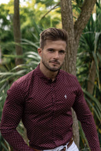 Load image into Gallery viewer, Father Sons Super Slim Stretch Burgundy &amp; White Ditsy Print FS188
