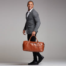 Load image into Gallery viewer, Father Sons Tan Leather Holdall Weekender Bag - FSH202
